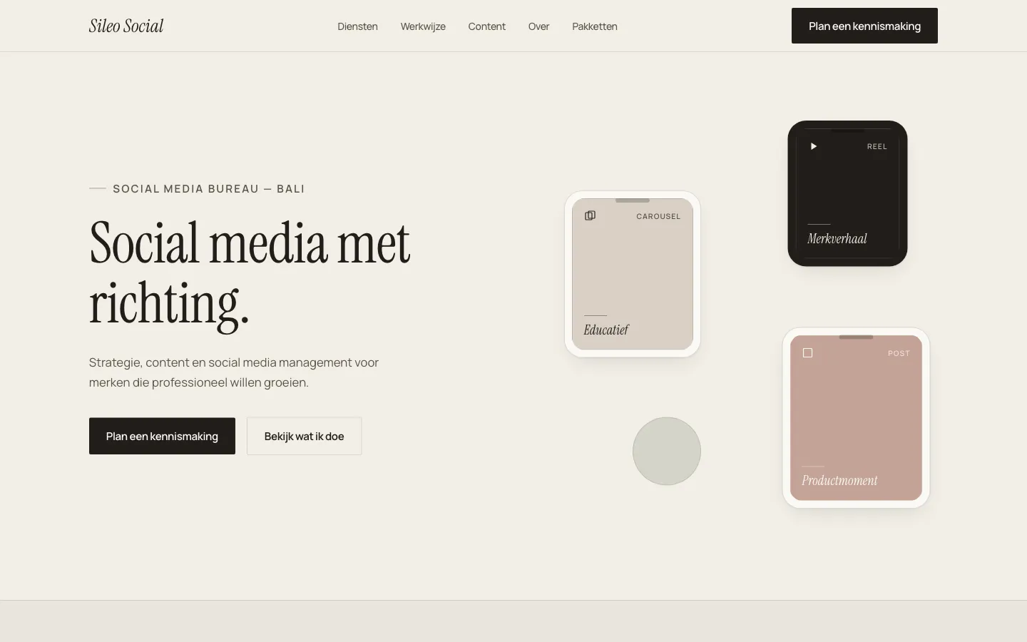 Homepage van Sileo Social, bureau voor social media strategie en contentcreatie